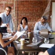 A picture of a workplace meeting