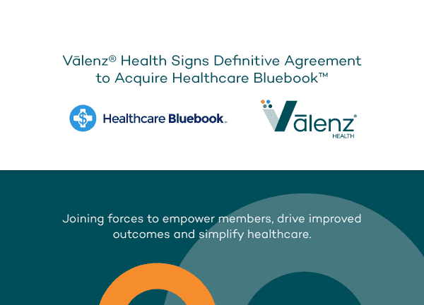 Graphic with Valenz Health logo and Healthcare Bluebook logo
